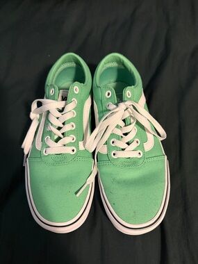 Vans Mint Green Low-Top Sneakers with White Stripe
